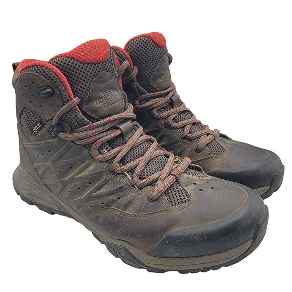 The North Face Hedgehog Mens 8.5 Hike II Mid Gore Tex Bone Brown Rage Red main image 10